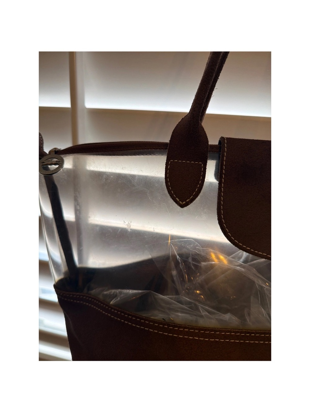 Longchamp Brown Tote with Clear Panel - Picture 5 of 13